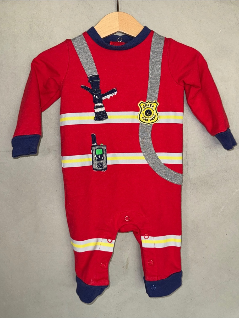 HTF Baby Boden Firefighter Fireman romper onesie 6-9 months